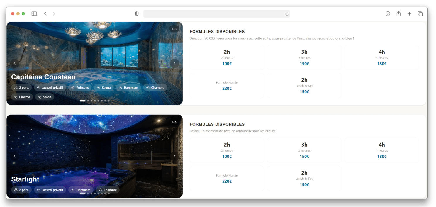 Facilitez vos réservations grâce à la création de site web pour votre spa privatif et love room