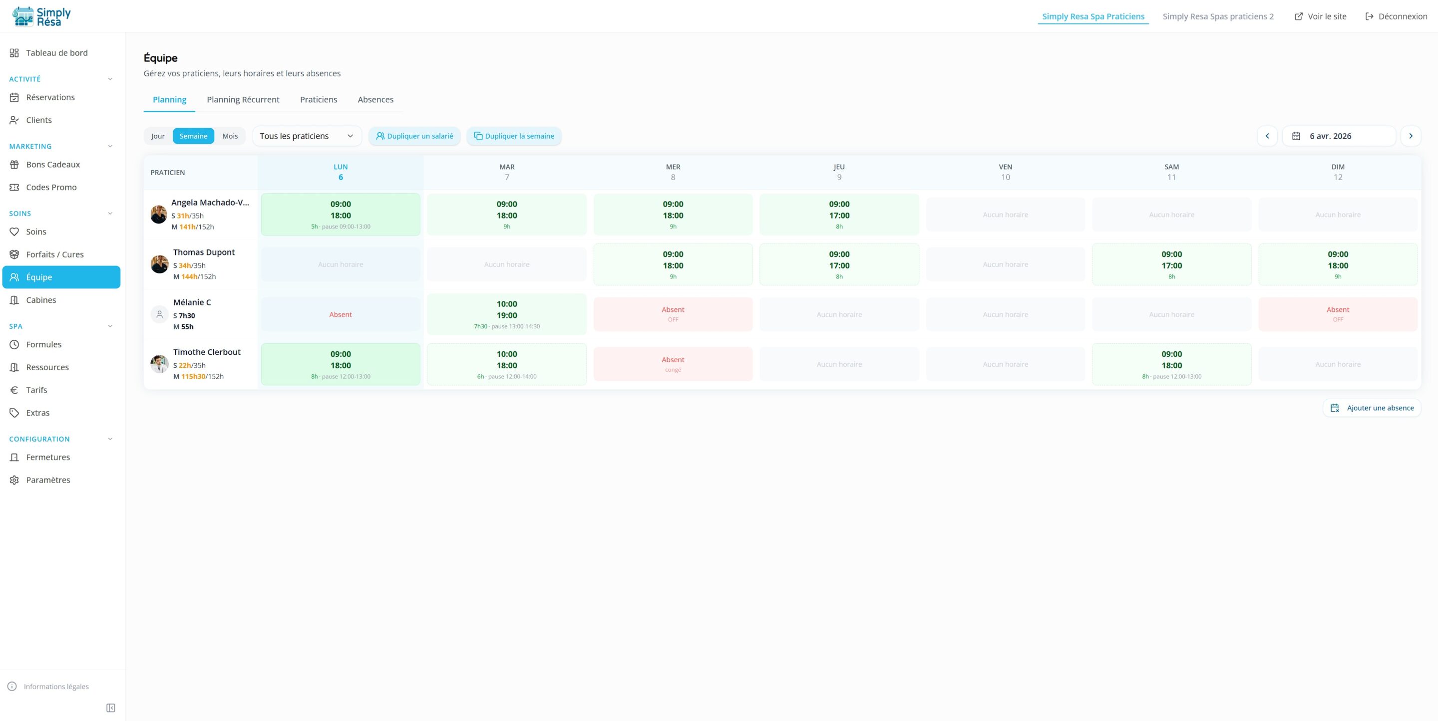Gestion des plannings avec Simply scaled