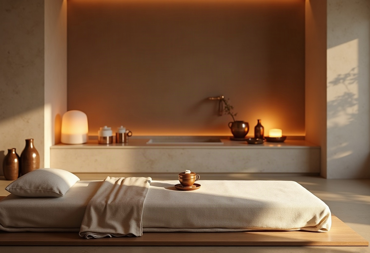 Passer de 1 à plusieurs établissements : comment structurer la croissance multi-sites d'un spa privatif ou love room sans perdre le contrôle opérationnel 2 Espace de détente spa avec service de thé, textiles luxe et lumière chaleureuse.